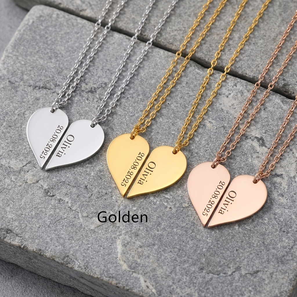 Custom Name Heart Necklace for 2, Mother's Day Gift